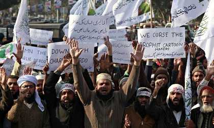Anti-Charlie Hebdo protesters in Quetta, Pakistan